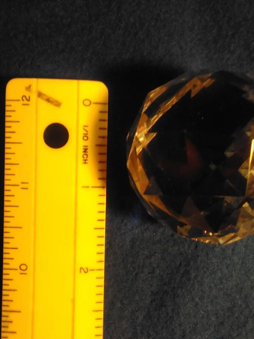 Antique Vintage Small Heavy Multifaceted Hexagon Cut Glass Paper Weight #A43